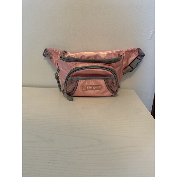 VTG Eastsport Belt Bag Pink Gray Women Fanny Pack 2000s 90s y2k Barbie Cute Trav - Picture 2 of 15